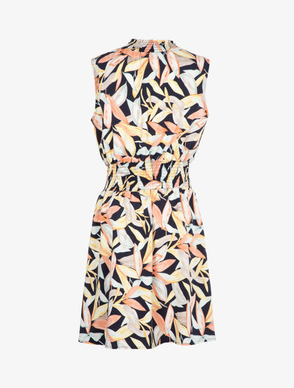 Robe à col montant élastiqué - marine - 3