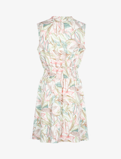 Robe à col montant élastiqué - ecru - 2