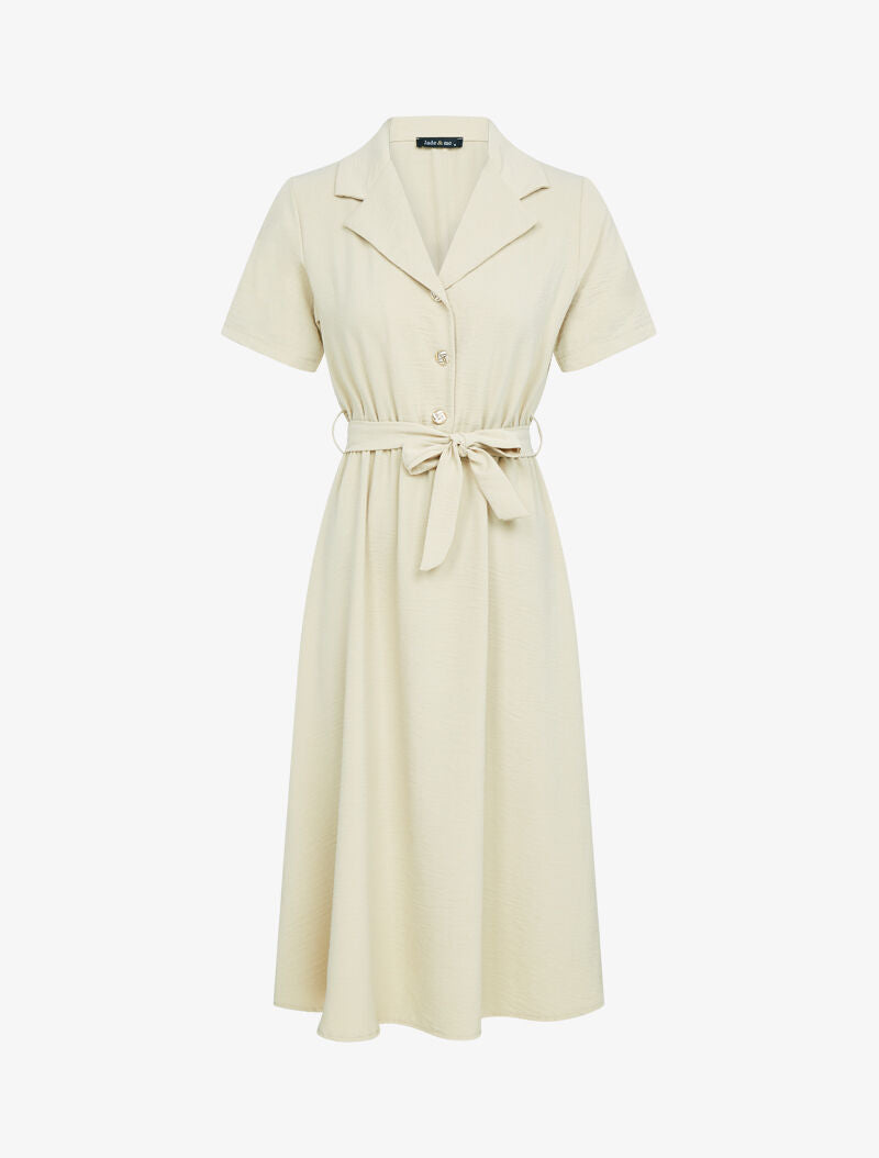 Robe à buste boutonné - beige - 3