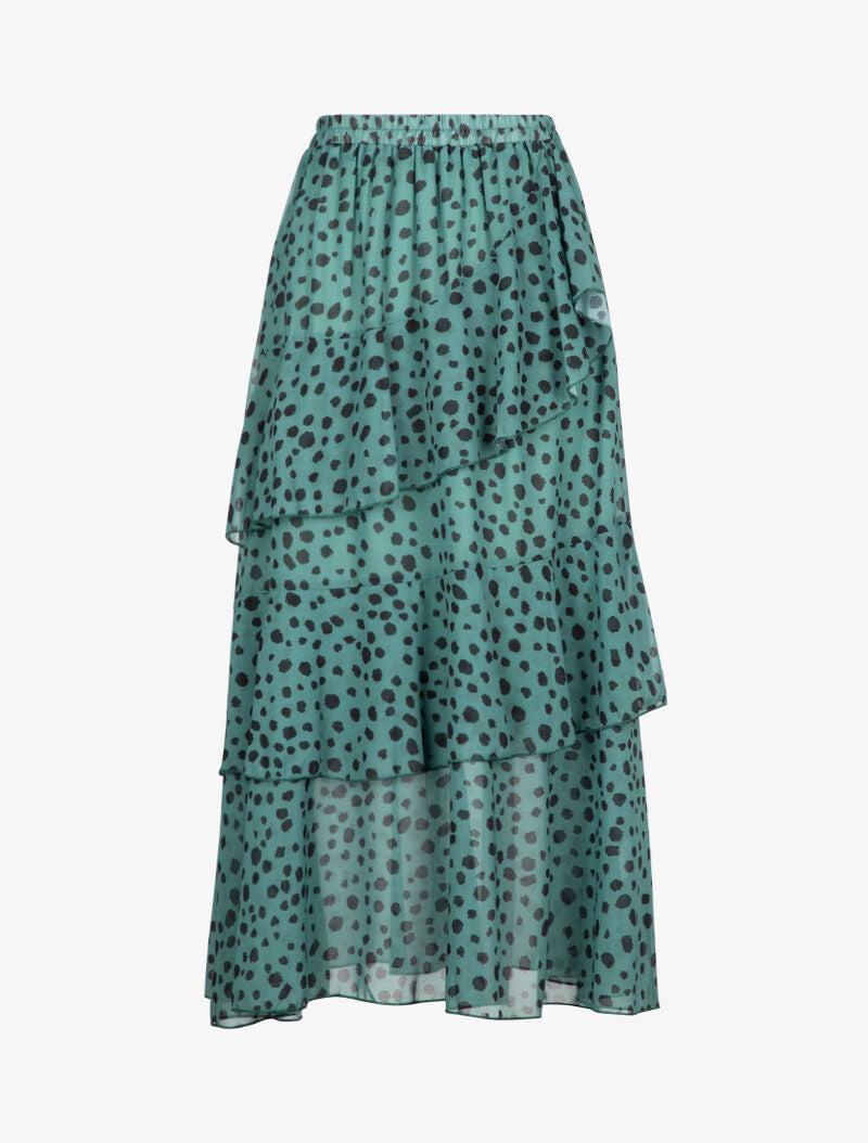 Jupe midi volantée - vert - 4