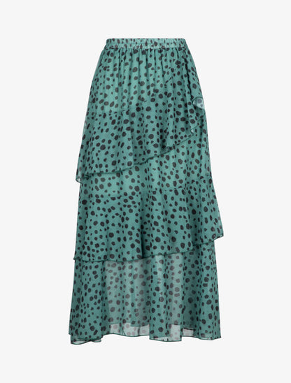 Jupe midi volantée - vert - 4