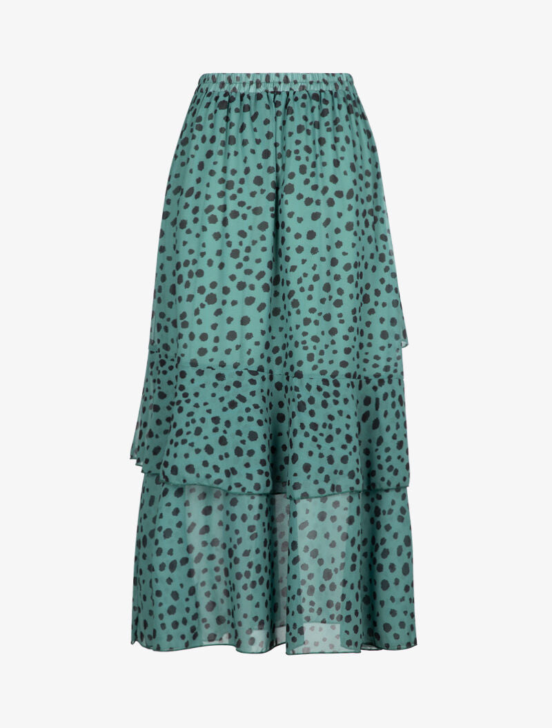 Jupe midi volantée - vert - 2