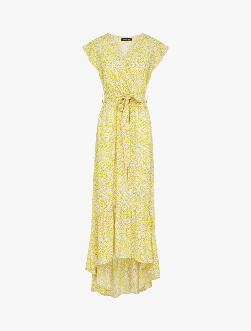 Robe asymétrique à imprimé petites fleurs - jaune - 1