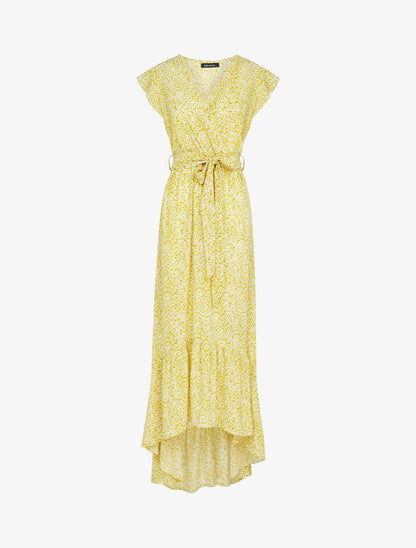 Robe asymétrique à imprimé petites fleurs - jaune - 1