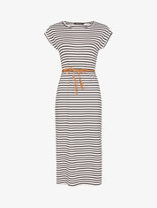 Robe droite marinière à côtés fendus - blanc - 1