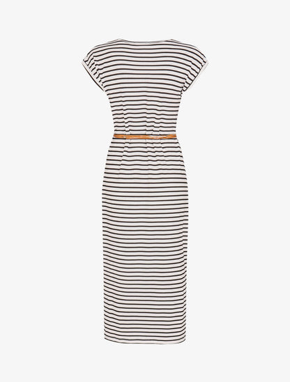 Robe droite marinière à côtés fendus - blanc - 2