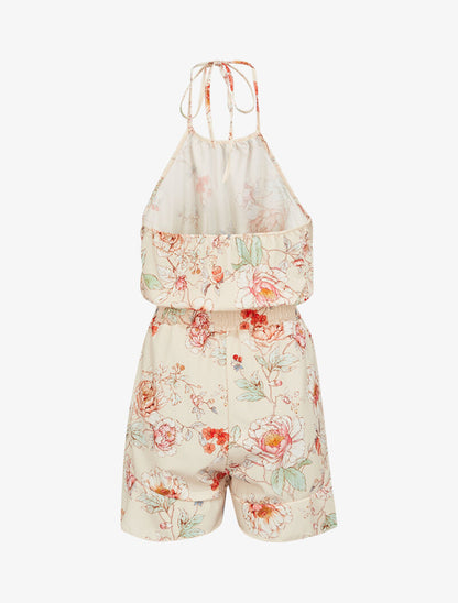 Combishort fluide à imprimés - ecru - 2