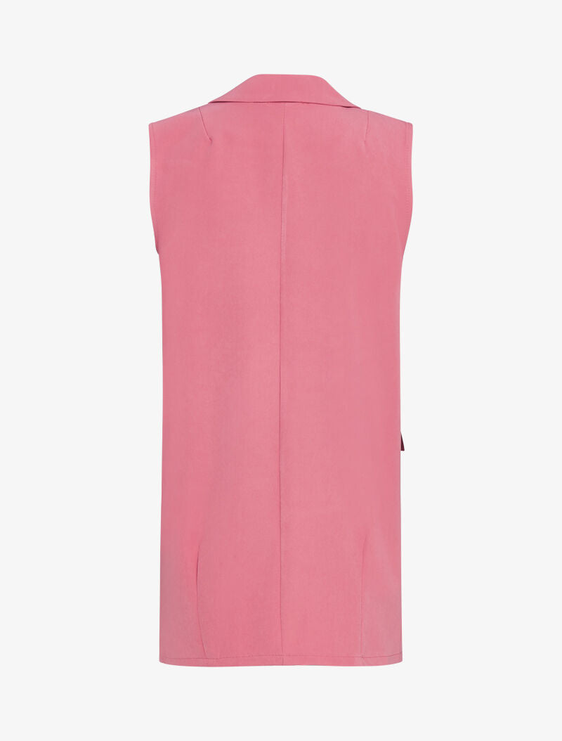 Gilet sans manches à bouton contrastant - rose foncé - 2