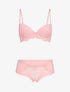 Ensemble emboitant en résille et dentelle - corail - 3