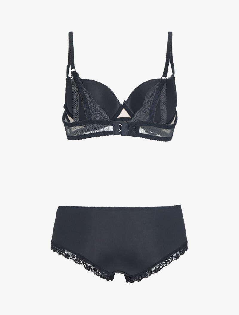 Ensemble push-up en résille et dentelle - beige - 2