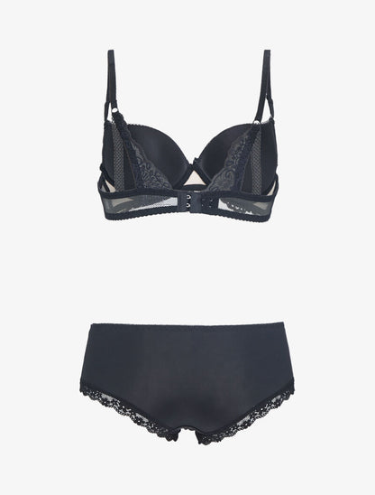 Ensemble push-up en résille et dentelle - beige - 2