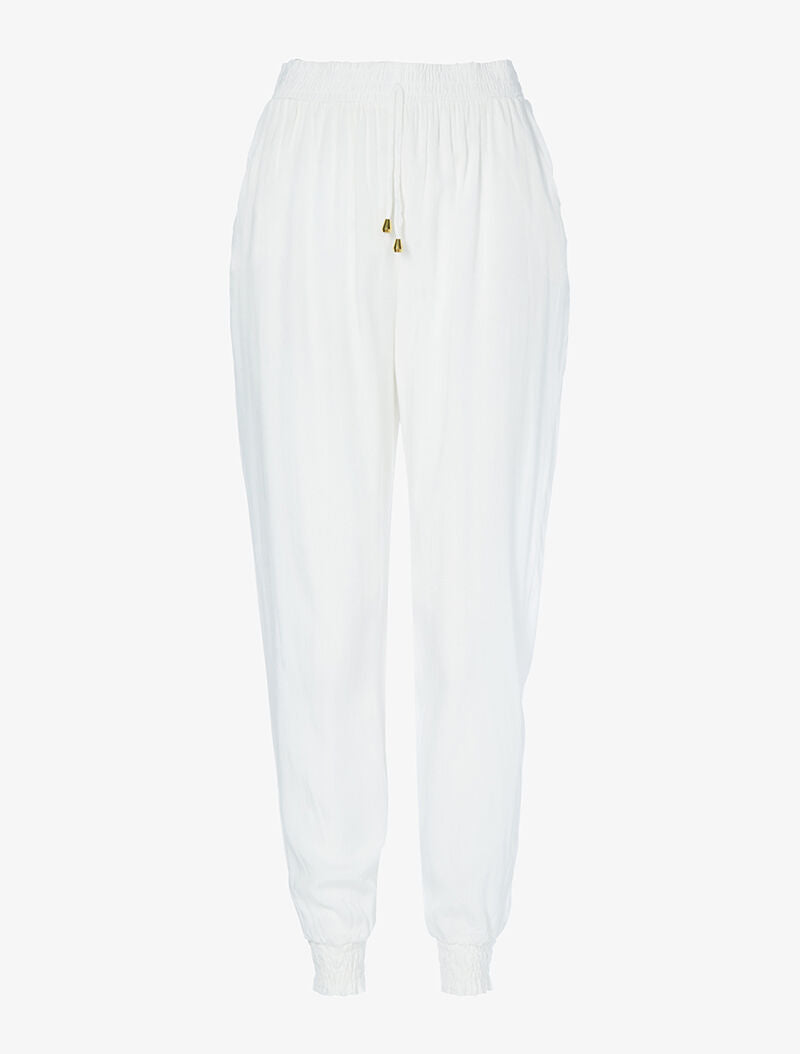 Pantalon harem uni - blanc - 1
