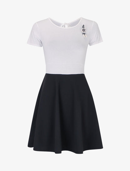 Robe color block avec broche - blanc - 1