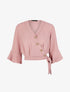 Blouse courte cache coeur à nouer - rose - 1