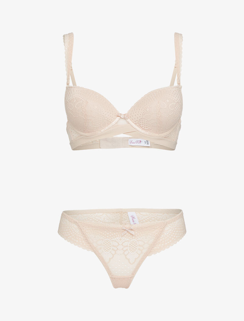 Ensembles à bretelles à bords dentelle - beige - 1