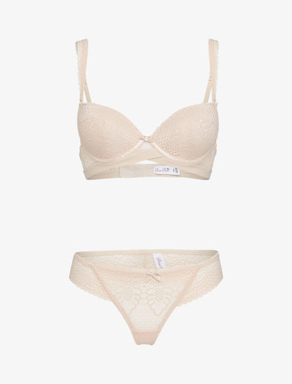 Ensembles à bretelles à bords dentelle - beige - 1
