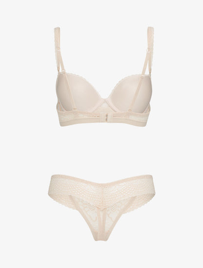 Ensembles à bretelles à bords dentelle - beige - 2