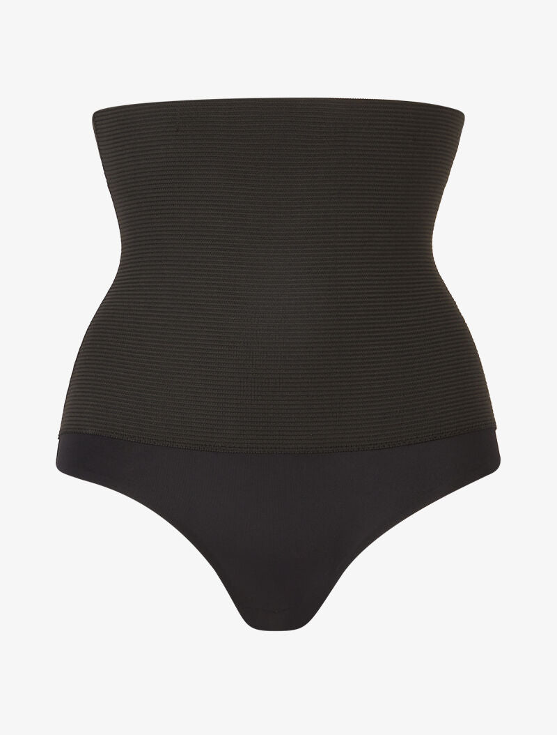 Culotte gainante à taille empire texturée - noir - 1