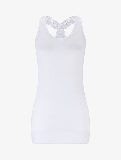 Débardeur à dos nageur en dentelle - blanc - 1