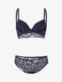 Ensemble à large bande dentelle - marine - 3