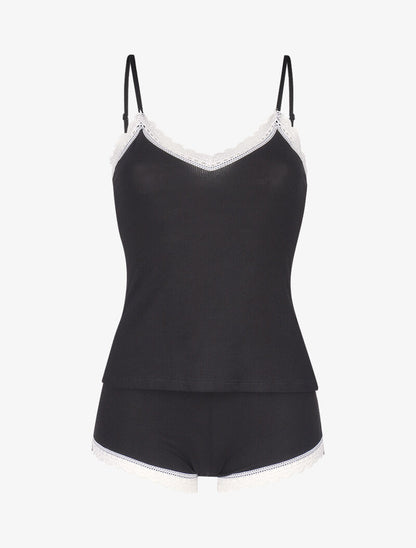 Ensemble caraco et shorty côtelés - noir - 5