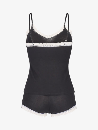 Ensemble caraco et shorty côtelés - noir - 2