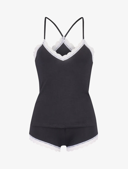 Ensemble caraco à dos nageur et shorty - noir - 5