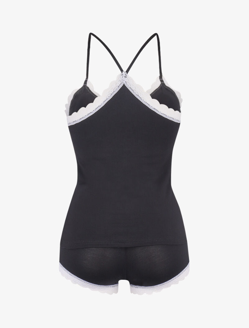 Ensemble caraco à dos nageur et shorty - noir - 2