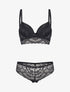Ensemble à large bande dentelle - noir - 1