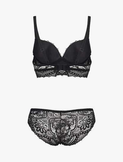 Ensemble à large bande dentelle - noir - 2