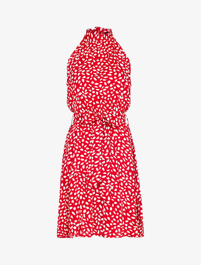 Robe cintrée à col américain - rouge - 2