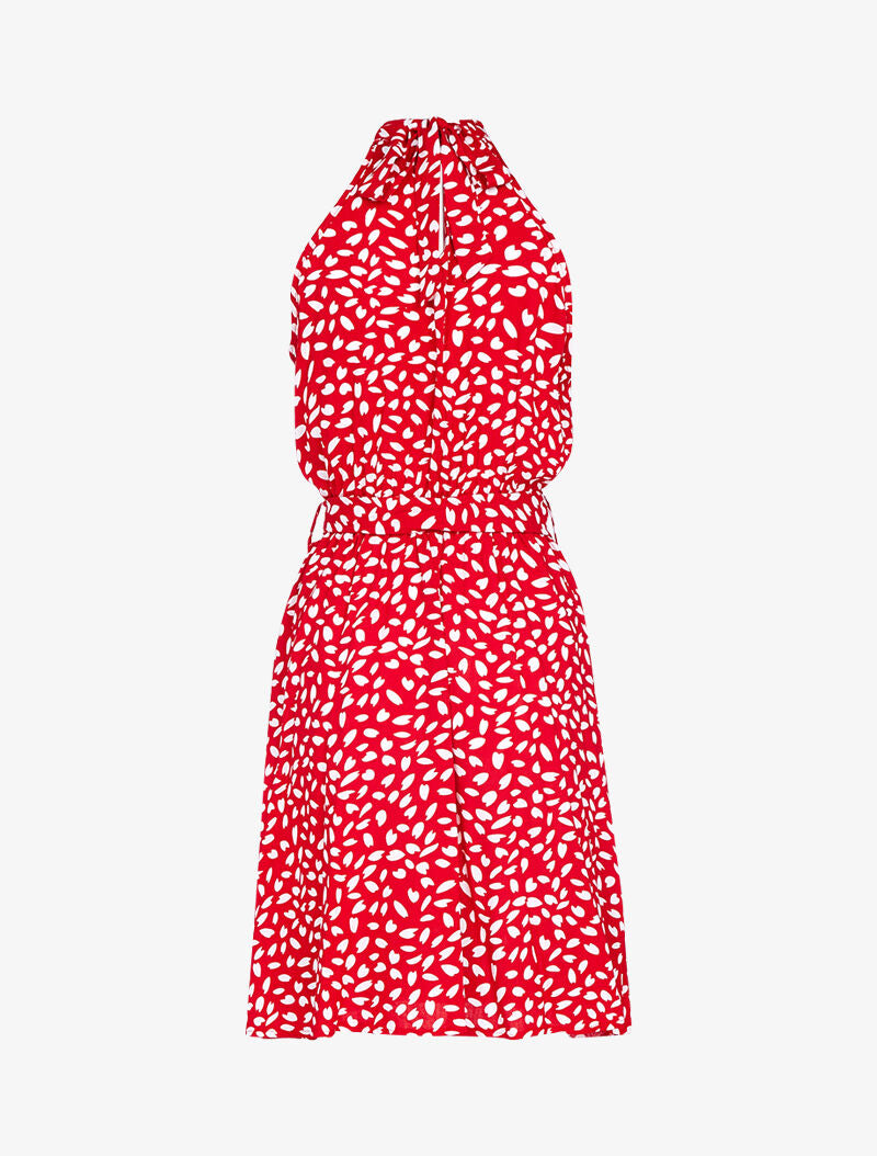 Robe cintrée à col américain - rouge - 3