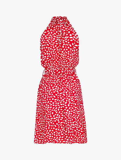 Robe cintrée à col américain - rouge - 3