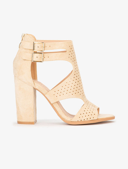 Sandales à claque stylisée piquetée - beige - 1