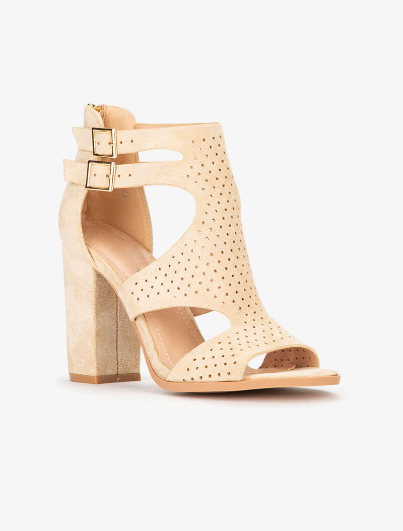 Sandales à claque stylisée piquetée - beige - 2