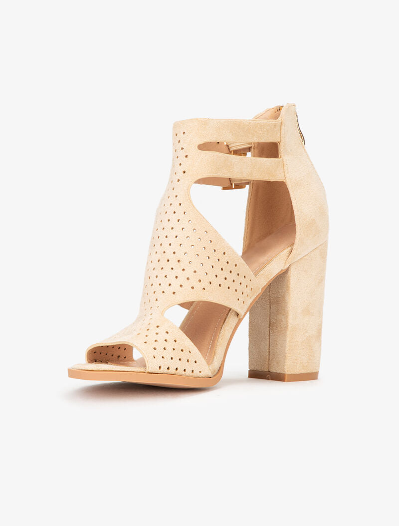 Sandales à claque stylisée piquetée - beige - 3