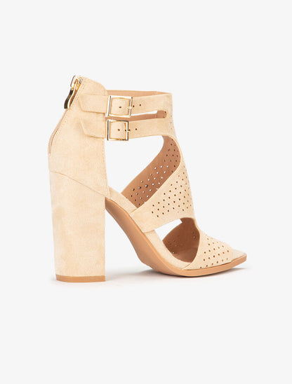 Sandales à claque stylisée piquetée - beige - 4