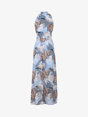 Robe longue ajourée à imprimés - bleu ciel - 4