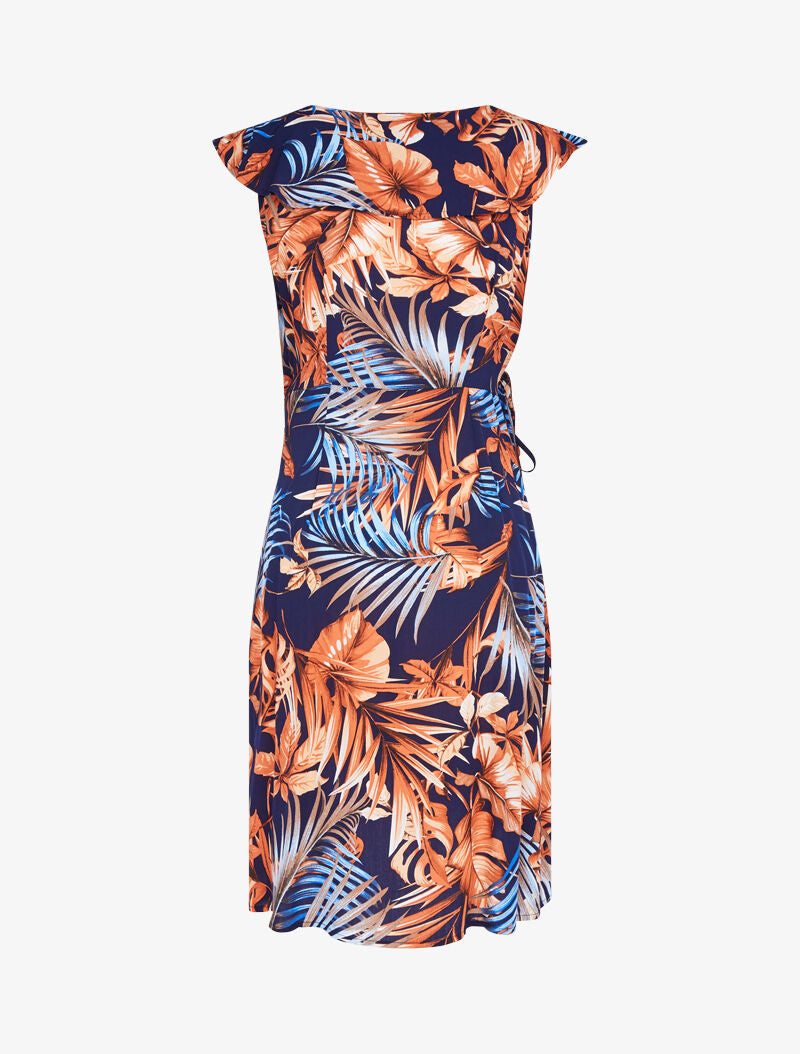 Robe portefeuille à buste volanté - marine - 2