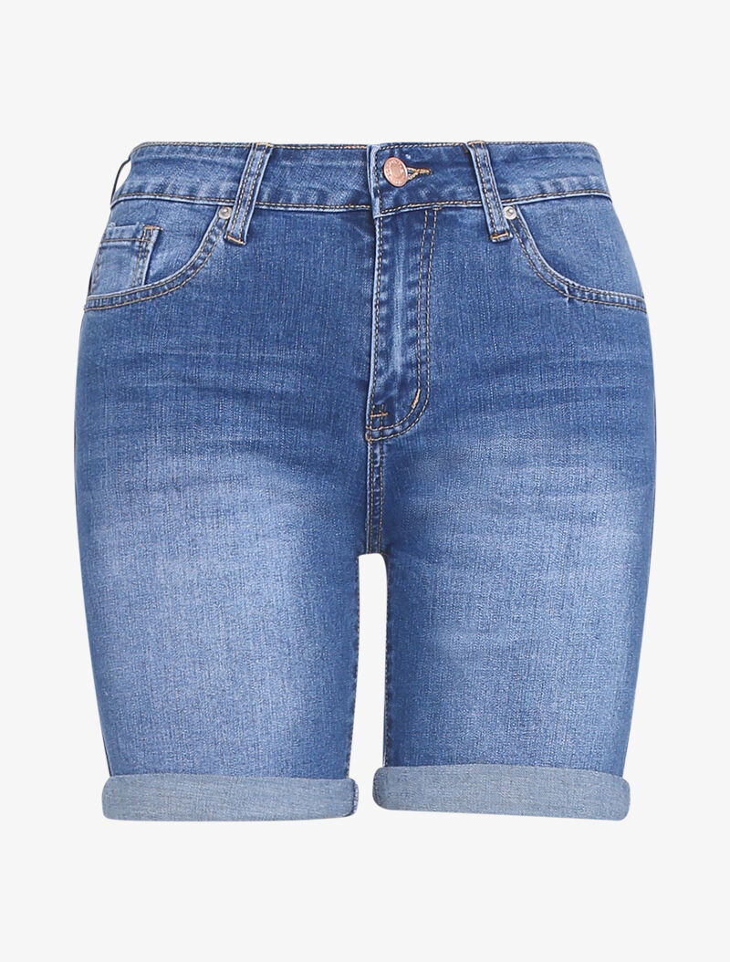 Bermuda à détails délavés - bleu denim - 3