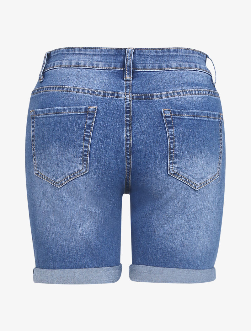 Bermuda à détails délavés - bleu denim - 4