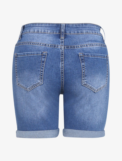 Bermuda à détails délavés - bleu denim - 4