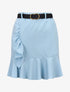 Jupe volantée avec ceinture simili - bleu ciel - 1