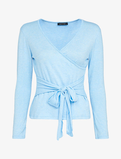 Pull cache coeur avec pans à nouer - bleu ciel - 1