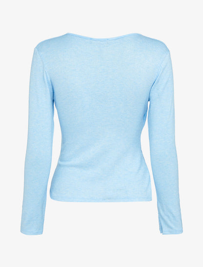 Pull cache coeur avec pans à nouer - bleu ciel - 2