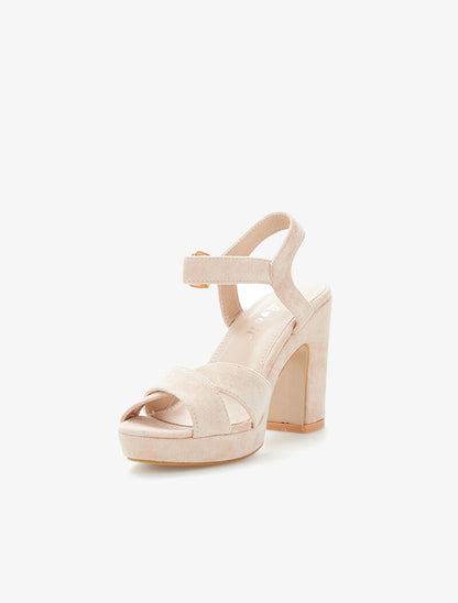 Sandales à plateforme et ganses croisées - beige - 3
