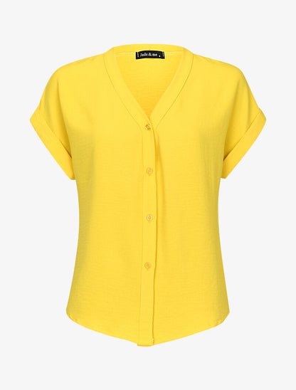 Chemisier fluide boutonné - jaune - 3