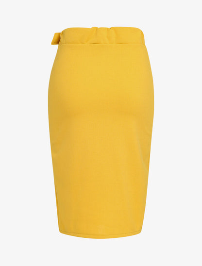 Jupe crayon fendu à demi ceinture - moutarde - 2