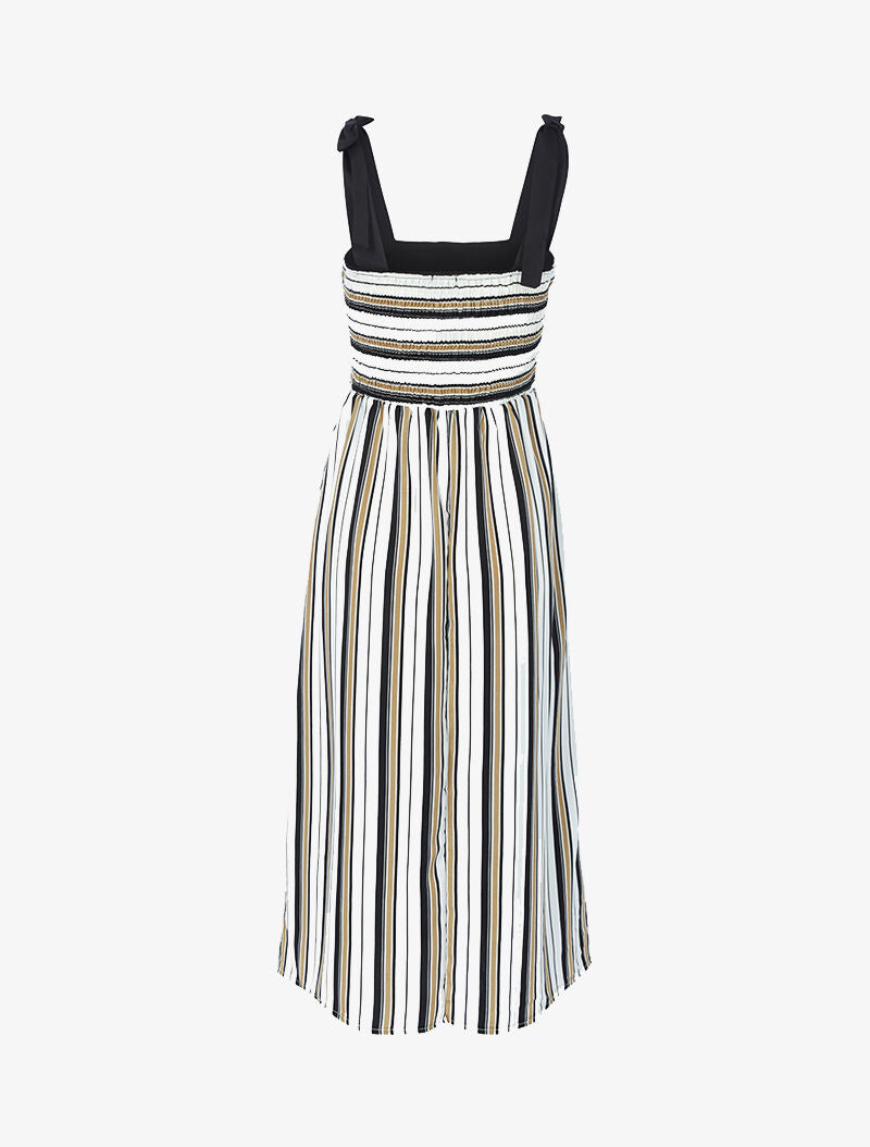 Robe mi longue à rayures - taupe - 2