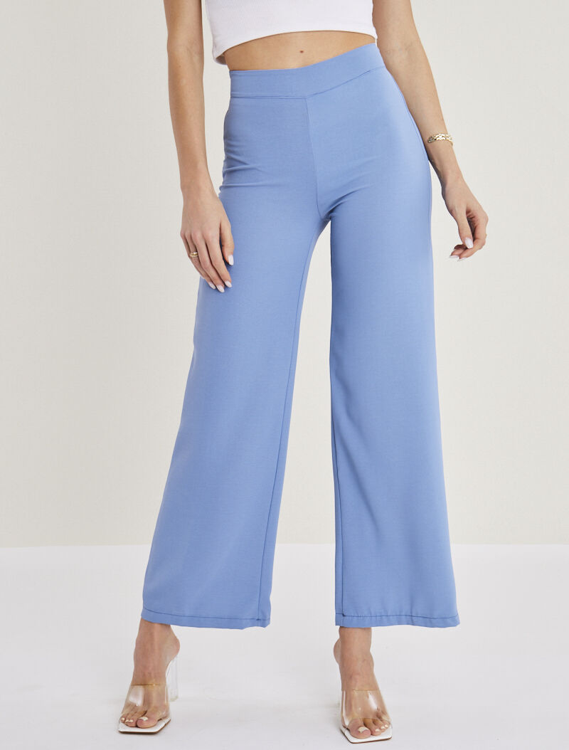 Pantalon fluide coupe droite - bleu clair - 1